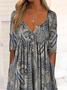 Women's Paisley Print Casual Button Dress