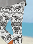 Women's Elephant Print Casual Leggings