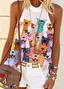 Regular Fit Animal Picture Halter Casual T-Shirt