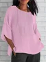 Casual Plain Crew Neck Blouse