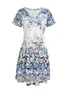 Regular Fit V Neck Gradient Pattern Casual Dress With No