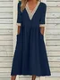 Women's Half Sleeve Summer Light Blue Plain Split Joint V Neck Daily Going Out Casual Maxi A-Line Fit & Flare Dress Dress