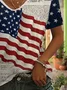 Women's Independence Day Printed Casual V-Neck Short Sleeve T-Shirt