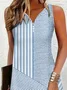 Women's Striped Printed Casual Tank Dress