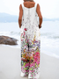 Linen Blend Vintage Others Loose Jumpsuit