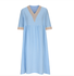 Women's Half Sleeve Summer Light Blue Plain Split Joint V Neck Daily Going Out Casual Maxi A-Line Fit & Flare Dress Dress