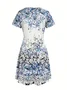 Regular Fit V Neck Gradient Pattern Casual Dress With No