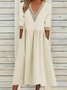 Women's Half Sleeve Summer Light Blue Plain Split Joint V Neck Daily Going Out Casual Maxi A-Line Fit & Flare Dress Dress