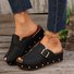 Thick-soled Buckled Rivet Fish-mouthed Closed-toe Slippers For Women To Wear As Outerwear With Belt Buckle British-style Beach Thick-soled Roman Sandals