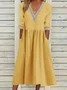 Women's Half Sleeve Summer Light Blue Plain Split Joint V Neck Daily Going Out Casual Maxi A-Line Fit & Flare Dress Dress