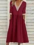 Women's Half Sleeve Summer Light Blue Plain Split Joint V Neck Daily Going Out Casual Maxi A-Line Fit & Flare Dress Dress