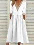 Women's Half Sleeve Summer Light Blue Plain Split Joint V Neck Daily Going Out Casual Maxi A-Line Fit & Flare Dress Dress