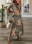 Women's Floral Print Casual V-Neck Short Sleeve Dress