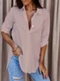 Women's Long Sleeve Shirt Spring/Fall White Plain Buckle Shirt Collar Daily Going Out Casual Top