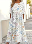 Women's Floral Print Casual Crew Neck Dress