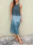 Women's Sleeveless Summer Blue Color Block Crew Neck Daily Going Out Casual Maxi A-Line Flowy Dress Dress