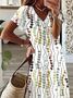 Women's Abstract Polka Dot Print Casual V-Neck Short Sleeve Dress