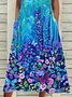 Women's Floral Butterfly Print Casual Crew Neck Dress