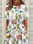 Women's Floral Print Casual Crew Neck Dress
