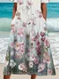 Women's Floral Print Casual Crew Neck Dress
