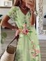 Women's Floral Print Casual V-Neck Short Sleeve Dress