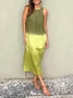 Women's Sleeveless Summer Blue Color Block Crew Neck Daily Going Out Casual Maxi A-Line Flowy Dress Dress