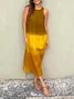 Women's Sleeveless Summer Blue Color Block Crew Neck Daily Going Out Casual Maxi A-Line Flowy Dress Dress