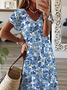 Women's Floral Print Casual V-Neck Short Sleeve Dress