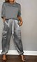 Women's Pocket Stitching Plain Daily Going Out Two-Piece Set Khaki Casual Summer Top With Pants Matching Set