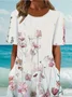 Women's Floral Print Casual Crew Neck Dress