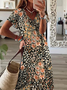 Women's Floral Print Casual V-Neck Short Sleeve Dress