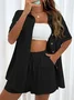 Women's Split Joint Plain Daily Going Out Two-Piece Set Pink Casual Summer Top With Pants Matching Set