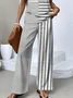 Casual Regular Fit Crew Neck Striped Two-Piece Set With No