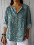 Floral Shawl Collar Casual Blouse