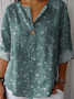 Floral Shawl Collar Casual Blouse