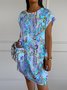 Loose Crew Neck Casual Floral Dress With No