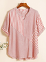 Casual Striped Shawl Collar Blouse