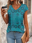 Women's Floral Print Casual V-Neck Short Sleeve T-Shirt