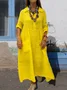 Casual Plain Shirt Collar Maxi Dress