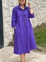 Casual Plain Shirt Collar Maxi Dress