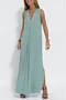 Women's Sleeveless Summer Khaki Plain Split Joint V Neck Daily Going Out Casual Maxi A-Line Fit & Flare Dress Dress