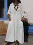 Casual Plain Shirt Collar Maxi Dress