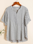 Casual Striped Shawl Collar Blouse