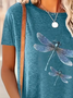 Women's Dragonfly Print Casual Round Neck Short Sleeve T-Shirt