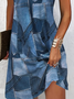 Women's Faux Denim Printed Casual Round Neck Short Sleeve Dress