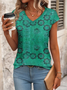 Women's Floral Print Casual V-Neck Short Sleeve T-Shirt