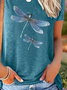 Women's Dragonfly Print Casual Round Neck Short Sleeve T-Shirt