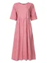 Casual Plaid Crew Neck Maxi Dress