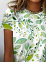 Women's Floral Print Casual Crew Neck Short Sleeve T-Shirt