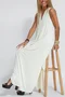 Women's Sleeveless Summer Khaki Plain Split Joint V Neck Daily Going Out Casual Maxi A-Line Fit & Flare Dress Dress